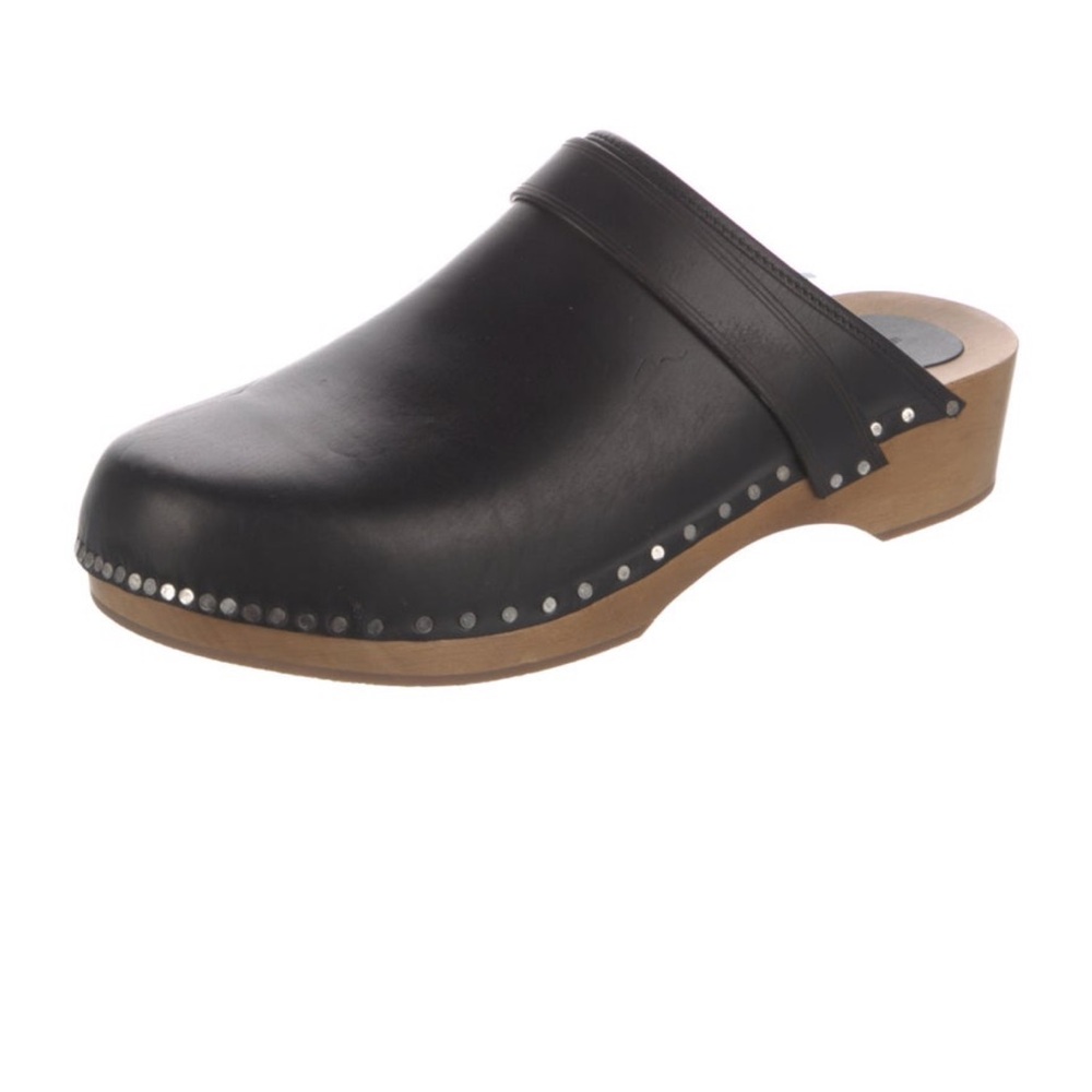 Isabel Marant Black Leather Mules with Wooden Sole 39/8 - Picture 2 of 8